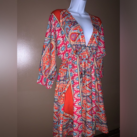 Beautiful colorful dress size large L summer spring party NWOT - Picture 2 of 6